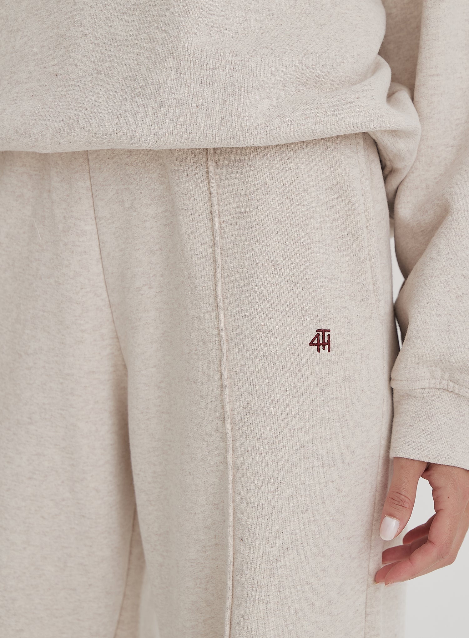 Oatmeal Wide Leg Stripe Jogger